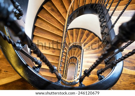 old spircal staircase - wooden steps