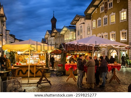 BAD TOELZ, GERMANY - DECEMBER 15: people at the famous christmas market on December 15, 2014 in Bad Toelz, Germany
