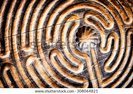 close up of a wooden maze