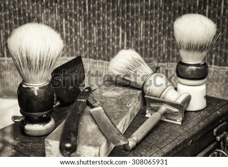 old barber tools - close up