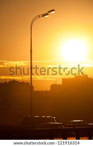 urban landscape (sunset over the highway)