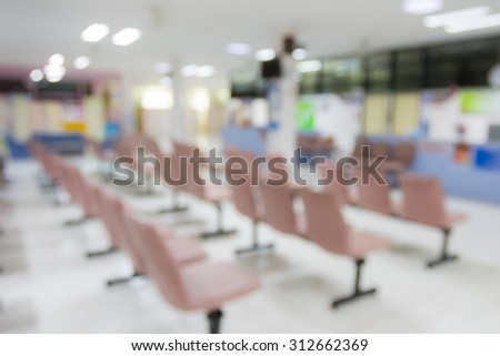 Blur row of waiting seat zone in hospital for background