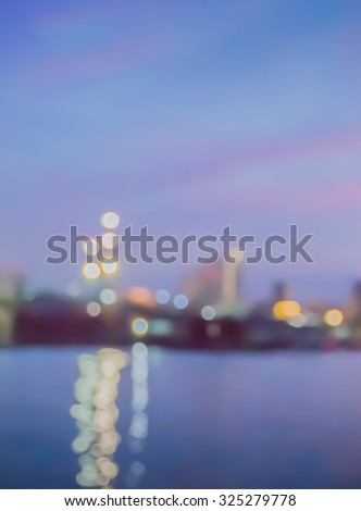 blur beautiful night city  building and bokeh with twilight sky