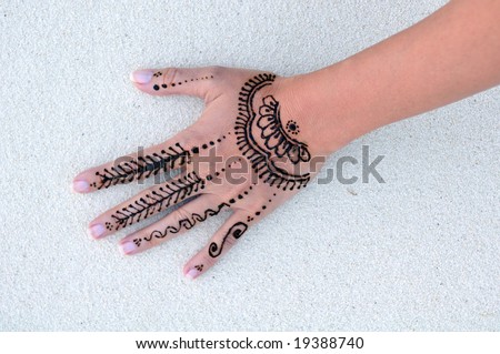 stock photo wet indian henna tattoo on woman 39s hand