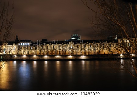 building of institut de France in Paris, France at night