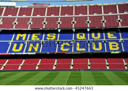 Close up of soccer stadium Camp Nou in Barcelona, Spain.