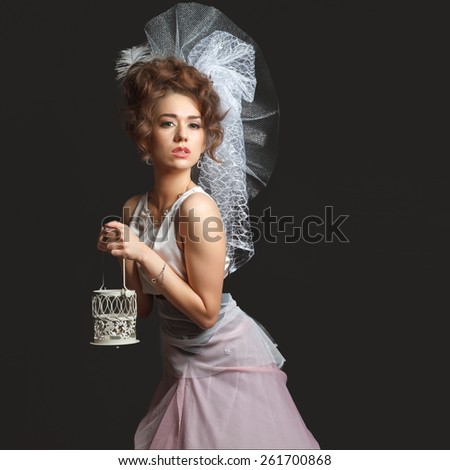 Fashion porttrait beautiful young woman historical style