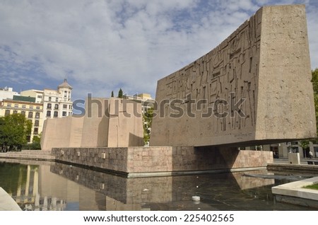 MADRID, SPAIN - OCTOBER, 18: Monument to the Discovery of America at Plaza Columbus on October 18, 2014 in Madrid, Spain. It is a work of Vaquero Turcios, a painter, sculptor and architect Spanish.