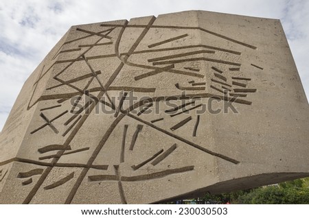 MADRID, SPAIN - OCTOBER, 18: Monument to the Discovery of America at Plaza Columbus on October 18, 2014 in Madrid, Spain. It is a work of Vaquero Turcios, a painter, sculptor and architect Spanish.