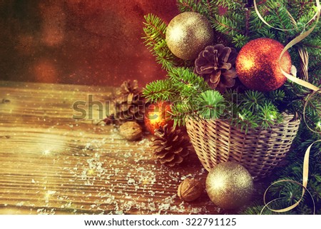 Christmas Decor in a Basket.