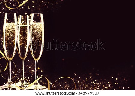 champagne glasses ready to bring in the New Year.