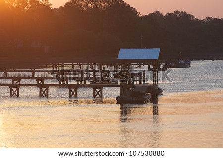 Sunrise over a river in the low country of South Carolina.