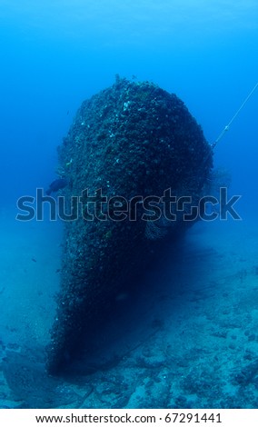 Bow section of the Ancient Mariner an old United States Coast Guard Cutter sunk off Deerfield Beach, Florida as an artificial reef, for use by scuba divers and fisherman.