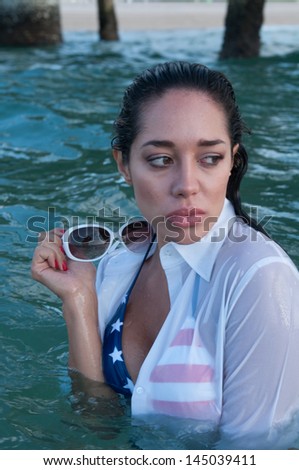 Attractive model in the water in South Florida