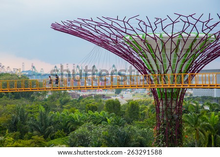 MARINA BAY, SINGAPORE - FEBRUARY 28, 2015: Although Singapore is a country with a small area, but they can also have a green space for the rest.