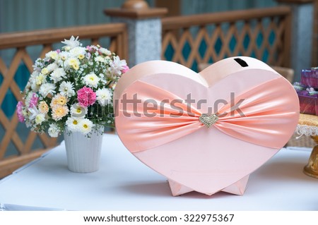 gift box for Thai wedding party in heart shape style,Heart gift box of pastel colors. wedding\'s Day and love concept.