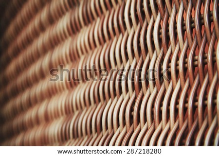 Close-up photo of rattan texture with selective focus