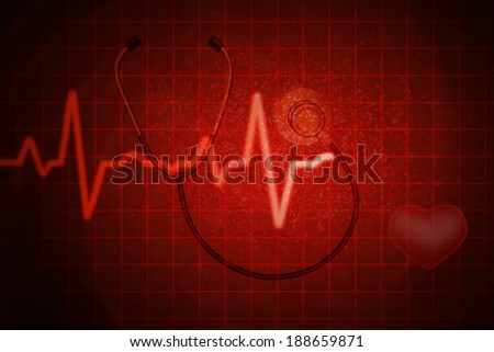 Stethoscope with Red Heart Monitor with Alpha