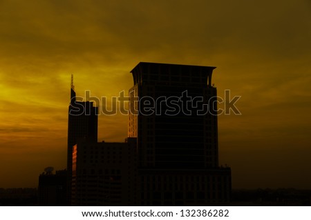 The sunset of building in Thailand