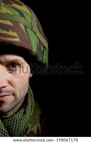 Half Face Portrait Of British Soldier