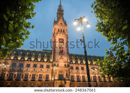The Hamburg Rathaus is the city hall or town hall of the Free and Hanseatic City of Hamburg, Germany