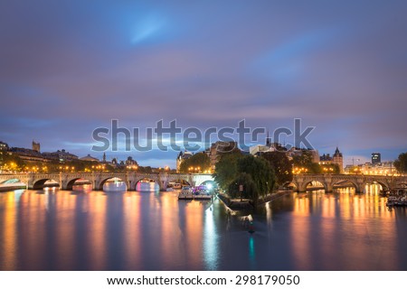 Paris, France. October 17, 2015: View of River Seine and Cite Island  in Paris, early morning. shot as HDR.