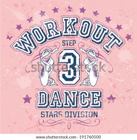Dance workout - Editable vector artwork for girl sportswear in custom colors, grunge effect in separate layers