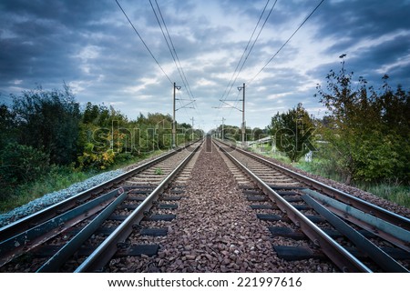 railway track with a background of clouds