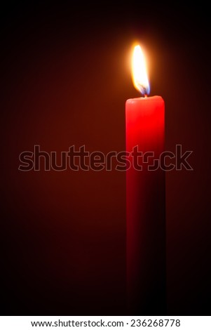 red candle on red background