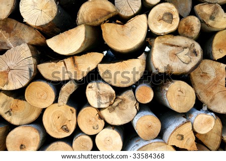 chopped wood for fire, neatly packed