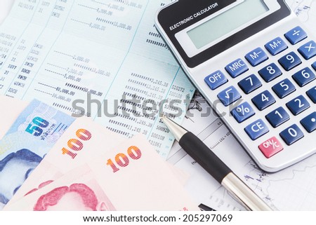 bank account book and banknote