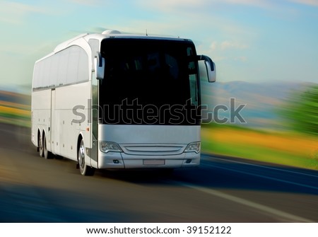 white bus on the road