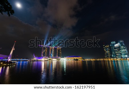 SINGAPORE - APRIL 7: View of Marina Bay Sands resort on april 7, 2011 in Singapore. Night Scene.