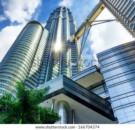 KUALA LUMPUR, MALAYSIA - NOVEMBER 1: View of Petronas Twin Towers on November 1, 2012 in Kuala Lumpur. Currently the Petronas are the tallest twin towers in the world.