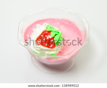 Strawberry Mousse Cake Isolated on a White Background