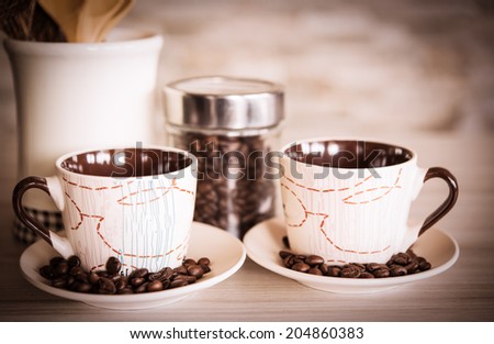 background of two cups coffee set