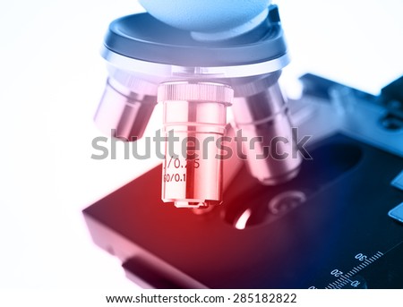 microscope with red blue lighting effect