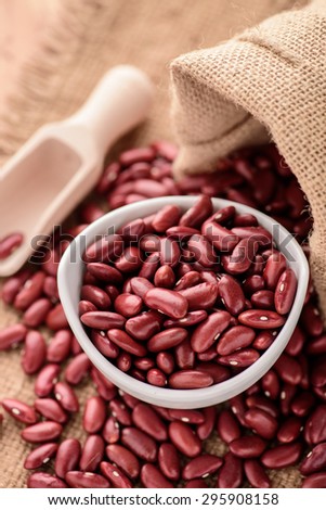 Red Kidney beans or red beans in white ceramic bowl