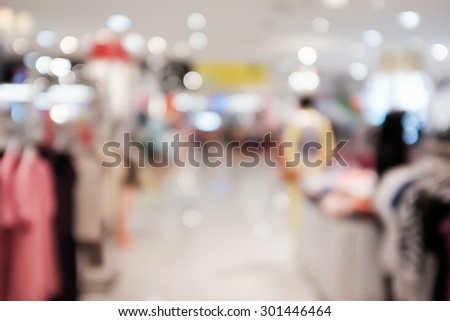 Close up abstract blurred in department store