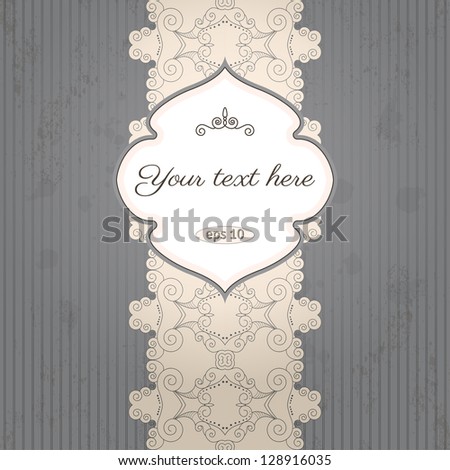 Vector vintage abstract background with sample text. Border is delicate and filigree. Color easily changed.