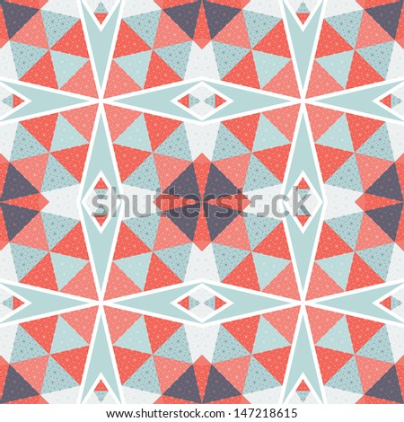 Abstract seamless background. Multicolored triangles and grid. Reminds patchwork. Raster copy of the vector.