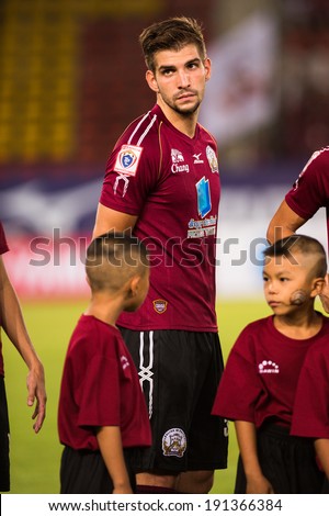 PATHUMTHANI THAILAND-MAY 05:Matej Rapnik of Police Utd. poses during a Thai Premier League match between Police Utd.and Songkhla Utd.at Thammasat Stadium on May 05,2014,Thailand