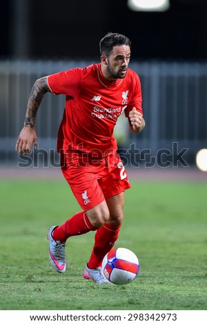 BANGKOK THAILAND JULY 14:Danny Ings of Liverpool in action during the international friendly match between Thai All Stars and Liverpool FC at Rajamangala Stadium on July14,2015 in,Thailand