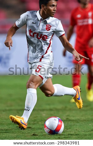 BANGKOK THAILAND JULY 14:Kittisak Siriwan of Thai All Stars in action during the international friendly match between Thai All Stars and Liverpool FC at Rajamangala Stadium on July14,2015 in,Thailand