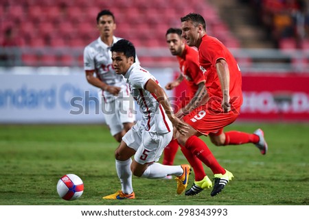 BANGKOK THAILAND JULY 14:Kittisak Siriwan of Thai All Stars in action during the international friendly match between Thai All Stars and Liverpool FC at Rajamangala Stadium on July14,2015 in,Thailand