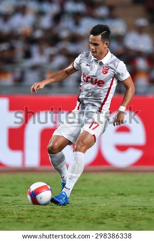 BANGKOK THAILAND JULY 14 :Mika Chunuonsee of Thai All Stars in action during the international friendly match Thai All Stars and Liverpool FC at Rajamangala Stadium on July14,2015 in,Thailand.