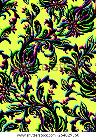 seamless paisley pattern. oriental motifs, colorful paisleys in an allover layout design, for fashion, interior, etc.