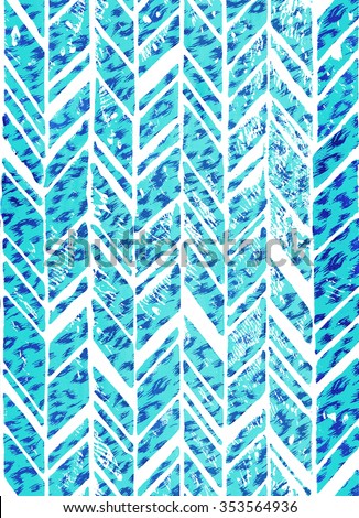 seamless zigzag pattern with animal spots texture. a swimwear or interior print with beautiful hand mad stamping effect. allover zigzag pattern in strong blue colors