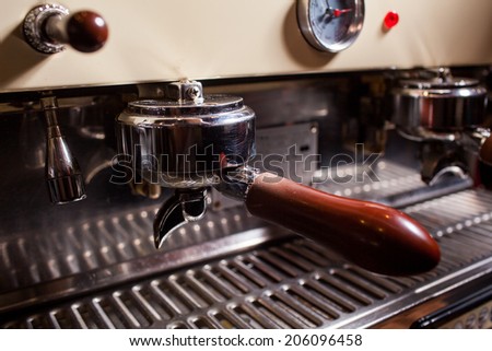 Professional espresso machine in pub, bar, restaurant