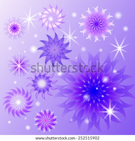 abstract vector flowers purple background